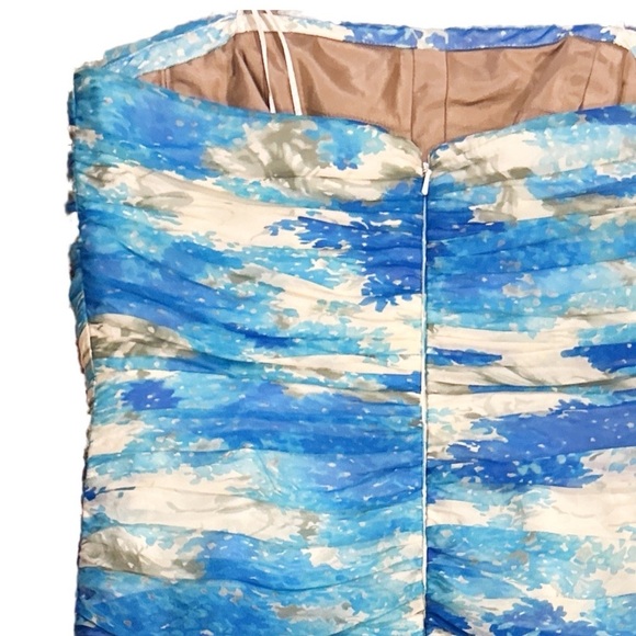 NWT Carmen Marc Valvo Silk Formal Mini Dress Sleeveless Beaded Applique Size 12 - Picture 2 of 12